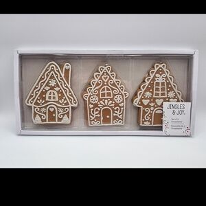 Gingerbread Houses Frosted Sprinkled w/Glitter Sugar Holiday Ornaments Jingles &